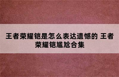 王者荣耀铠是怎么表达遗憾的 王者荣耀铠尴尬合集